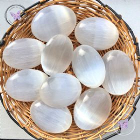 White Selenite Palm Stone